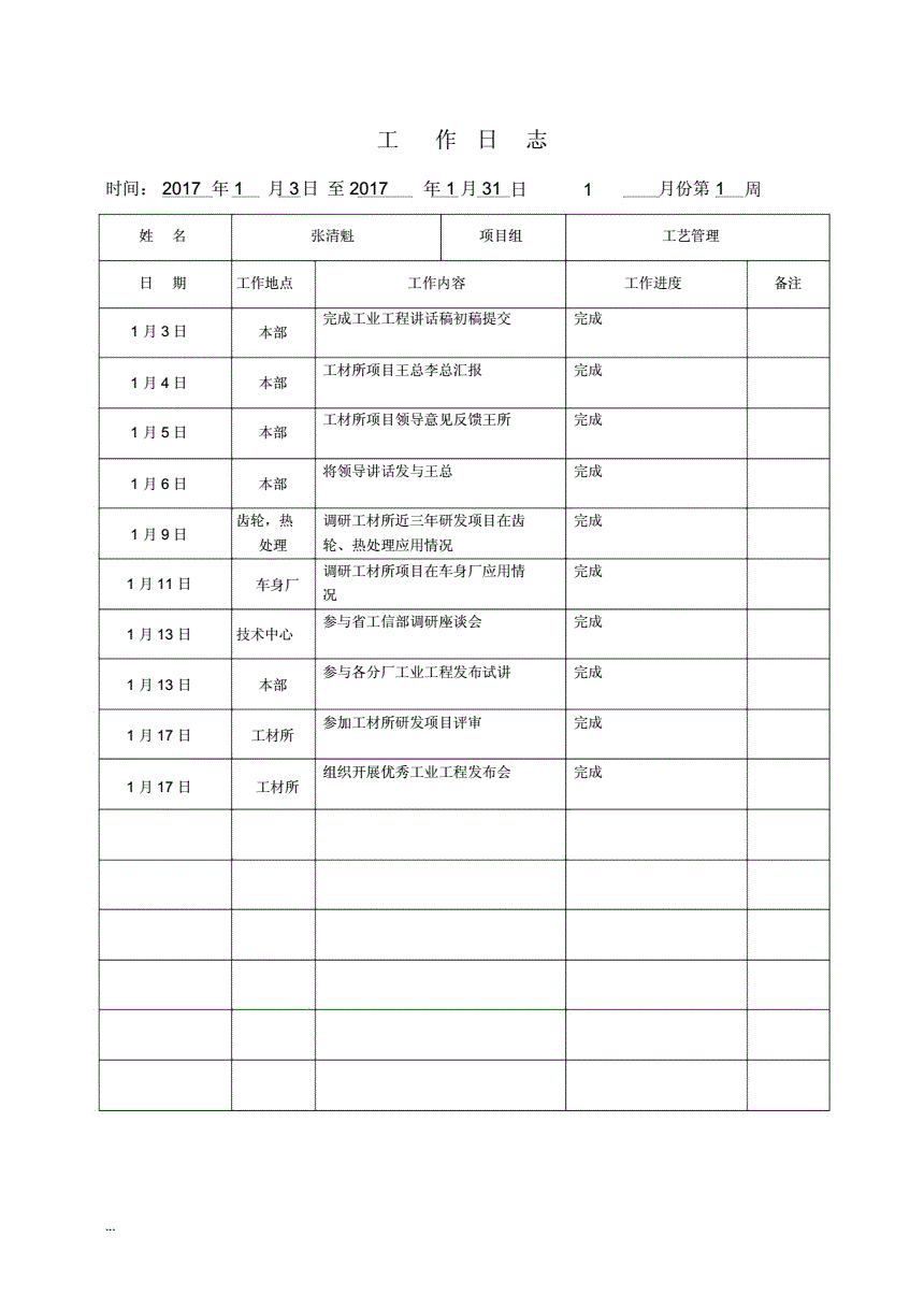 工作日志模板(工作日志模板excel)